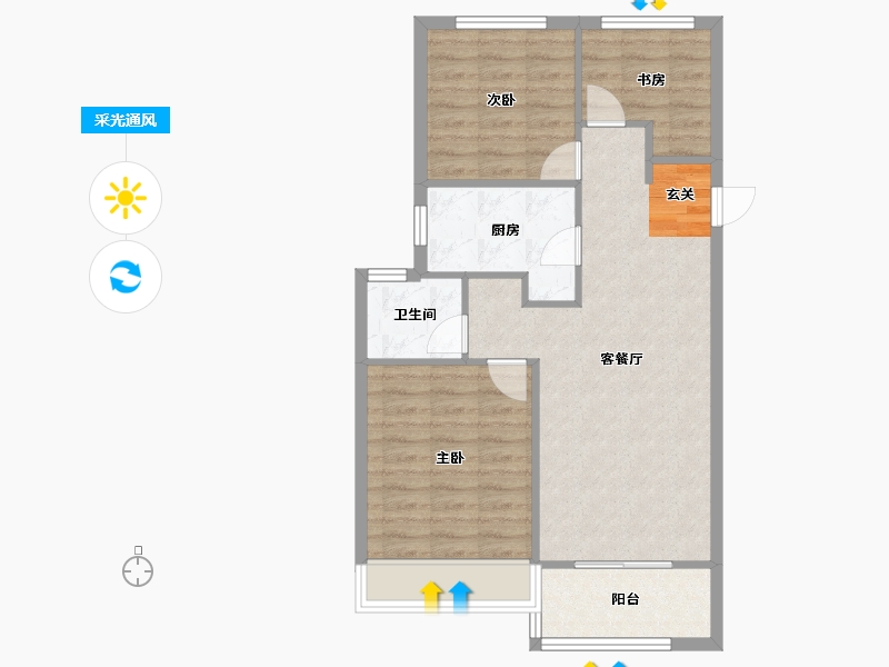 河南省-郑州市-融信朗悦时光之城1号楼,13号楼89m²-71.20-户型库-采光通风