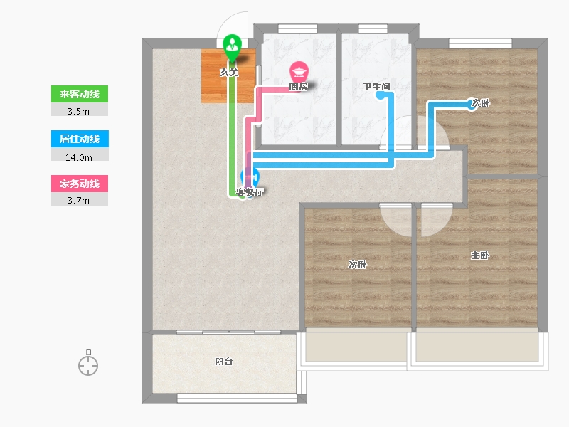 河南省-郑州市-融信朗悦时光之城13号楼,11号楼89m²-71.20-户型库-动静线