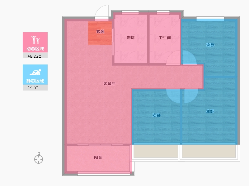 河南省-郑州市-融信朗悦时光之城13号楼,11号楼89m²-71.20-户型库-动静分区