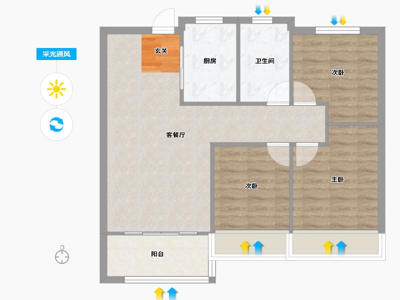 河南省-郑州市-融信朗悦时光之城13号楼,11号楼89m²-71.20-户型库-采光通风