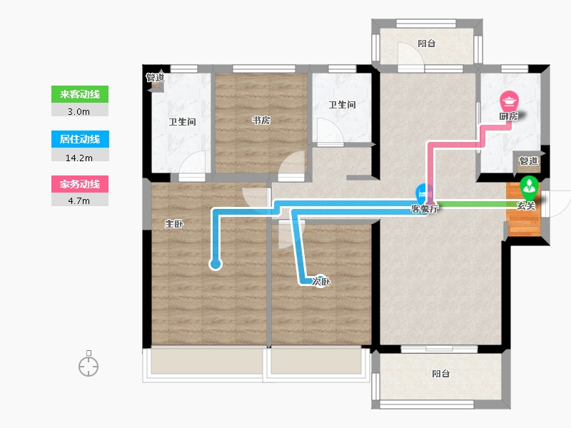 河南省-郑州市-融信朗悦时光之城11号楼,110m²-88.00-户型库-动静线