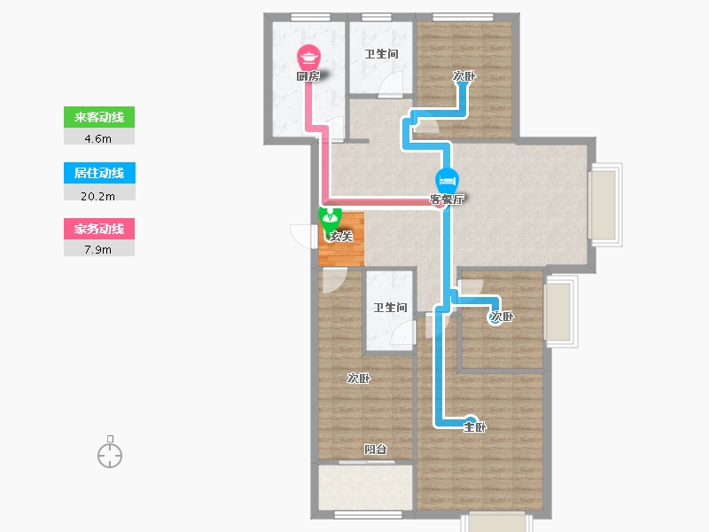 河南省-郑州市-裕华满园4号楼140m²-112.05-户型库-动静线