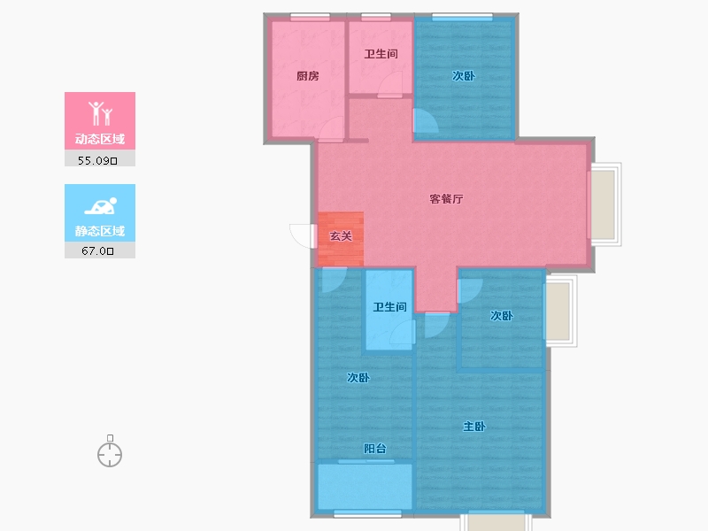 河南省-郑州市-裕华满园4号楼140m²-112.05-户型库-动静分区