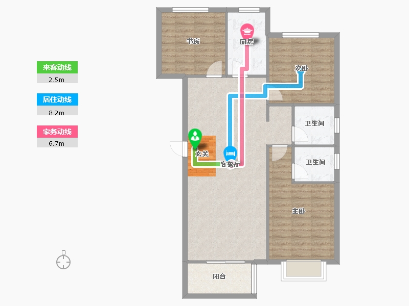 河南省-郑州市-裕华满园7号楼115m²-92.01-户型库-动静线