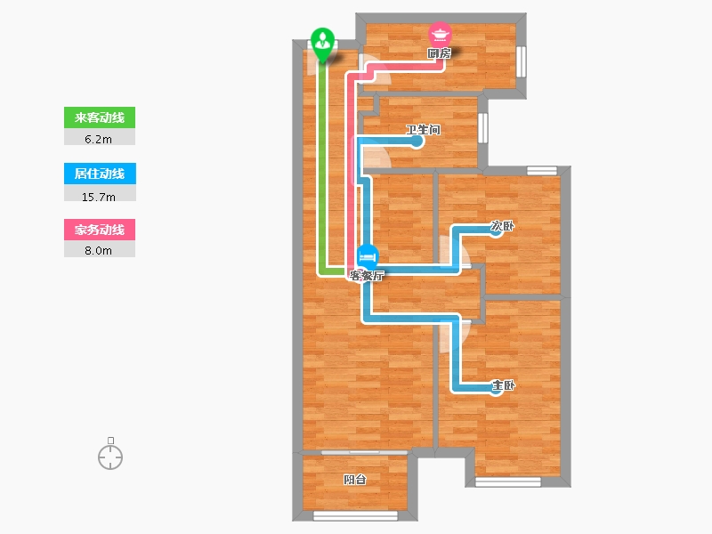 河南省-郑州市-金科城三期G户型83m²-66.40-户型库-动静线