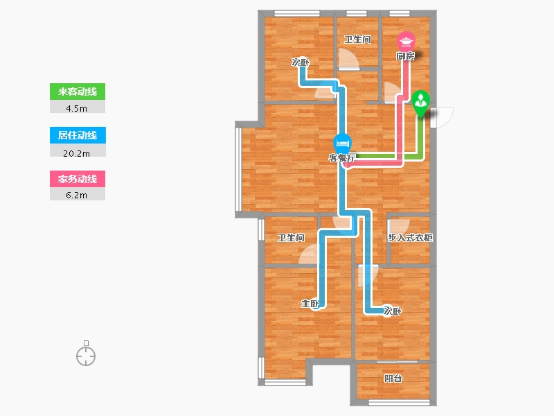 河南省-郑州市-金科城三期2号楼111m²-88.80-户型库-动静线