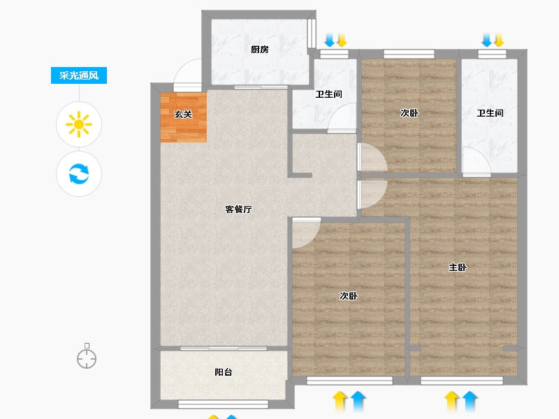 河南省-郑州市-荣盛祝福花语水岸8号楼,7号楼,11号楼,12号楼,13号楼,14号楼110-88.00-户型库-采光通风