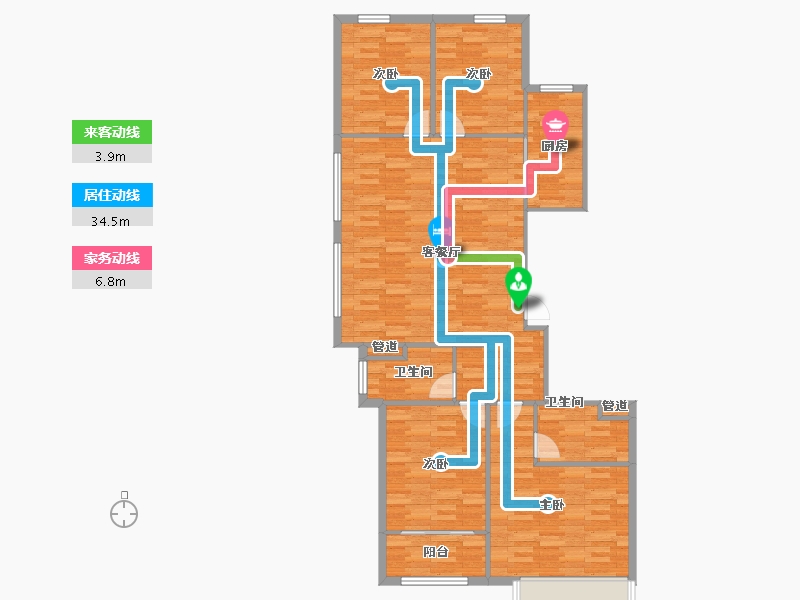 河南省-郑州市-金科城三期1号楼144m²-115.20-户型库-动静线