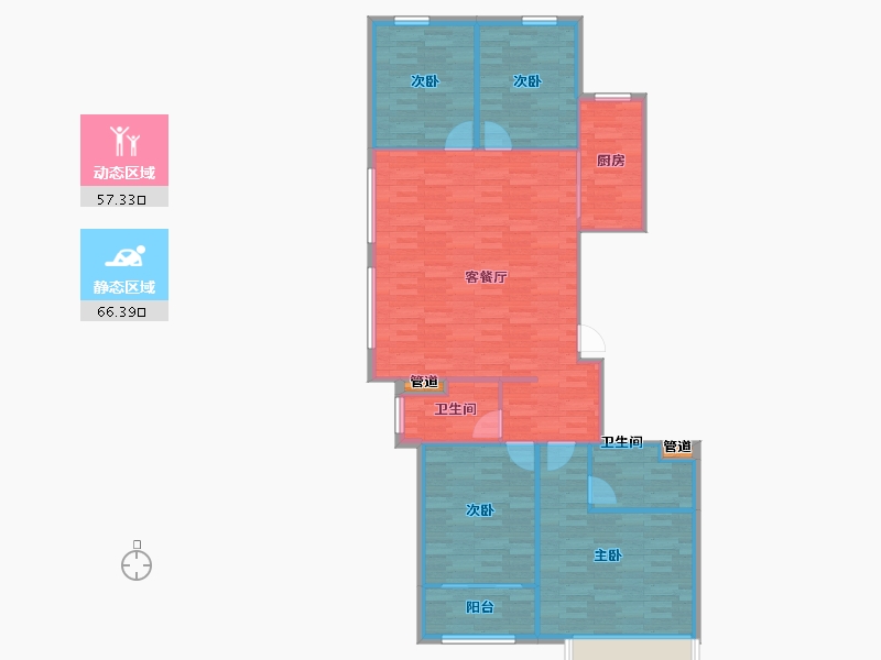 河南省-郑州市-金科城三期1号楼144m²-115.20-户型库-动静分区