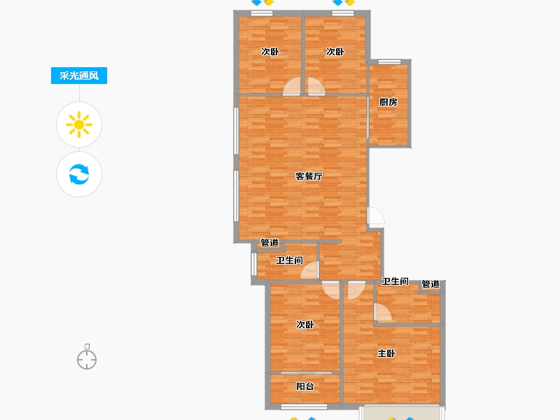 河南省-郑州市-金科城三期1号楼144m²-115.20-户型库-采光通风