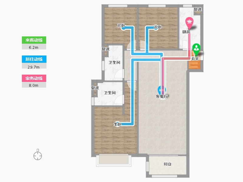 河南省-郑州市-五龙新城二期4号楼126m²-100.79-户型库-动静线