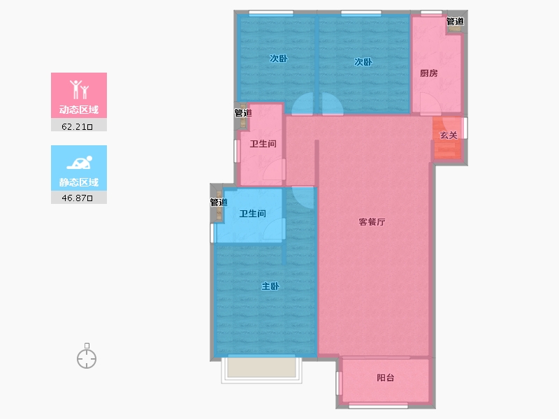 河南省-郑州市-五龙新城二期4号楼126m²-100.79-户型库-动静分区