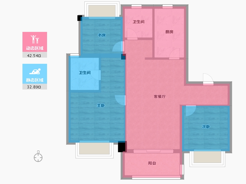 上海-上海市-东原碧桂园-66.99-户型库-动静分区