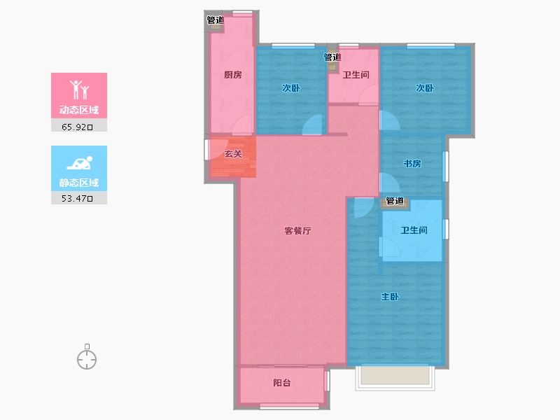 河南省-郑州市-五龙新城二期4号楼138m²-110.40-户型库-动静分区