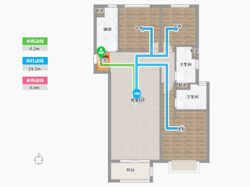 河南省-郑州市-五龙新城二期4号楼126m²-100.81-户型库-动静线