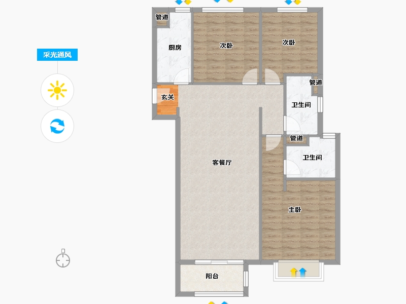 河南省-郑州市-五龙新城二期4号楼126m²-100.81-户型库-采光通风