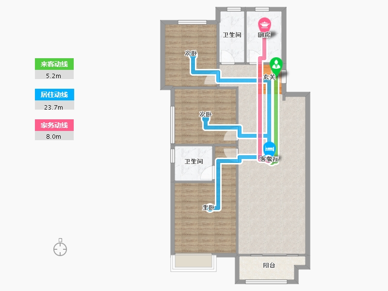 河南省-郑州市-五龙新城二期2号楼132m²-105.60-户型库-动静线