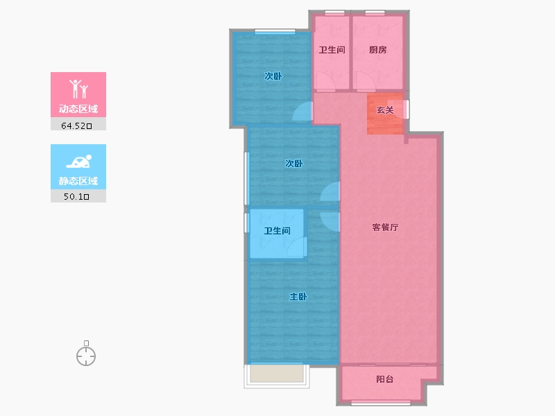 河南省-郑州市-五龙新城二期2号楼132m²-105.60-户型库-动静分区