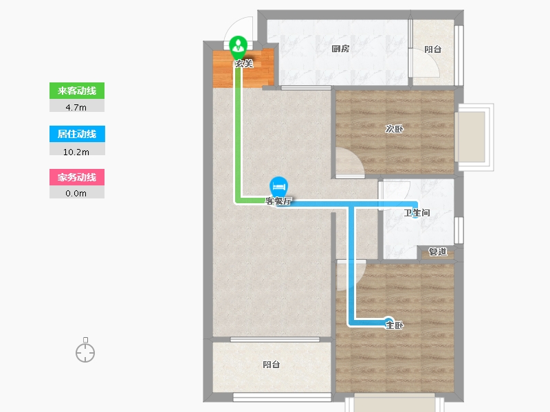 河南省-郑州市-郑州恒大城三期1号楼,三期2号楼80m²-64.00-户型库-动静线