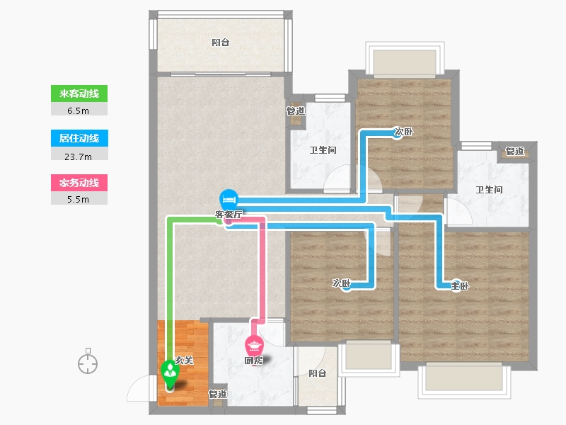 河南省-郑州市-郑州恒大城三期1号楼,三期2号楼118m²-94.74-户型库-动静线