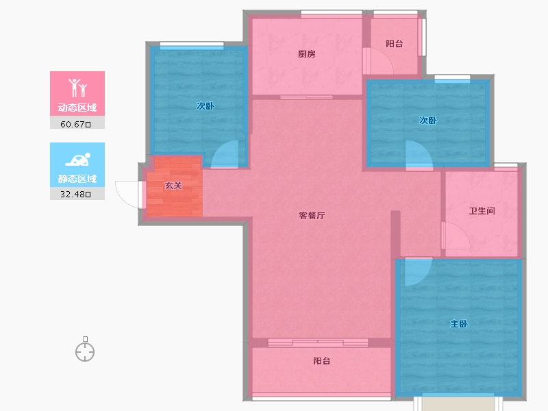 河南省-郑州市-郑州恒大城10号楼104m²-83.20-户型库-动静分区