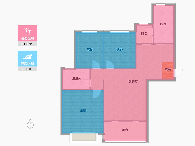 河南省-郑州市-郑州恒大城10号楼,三期９号楼114m²-91.20-户型库-动静分区