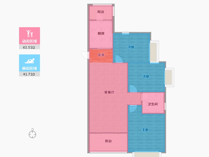 河南省-郑州市-郑州恒大城三期7号楼121m²-96.80-户型库-动静分区