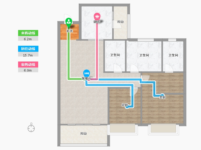 河南省-郑州市-郑州恒大城三期7号楼135m²-108.00-户型库-动静线