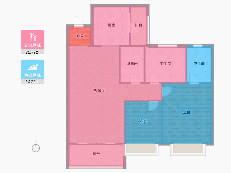 河南省-郑州市-郑州恒大城三期7号楼135m²-108.00-户型库-动静分区