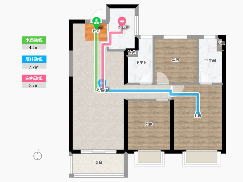 河南省-郑州市-东原阅城6号楼110m²-77.54-户型库-动静线