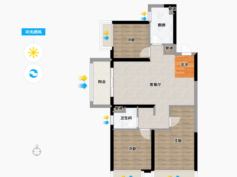 河南省-郑州市-东原阅城二期14号楼,二期15号楼91m²-72.80-户型库-采光通风