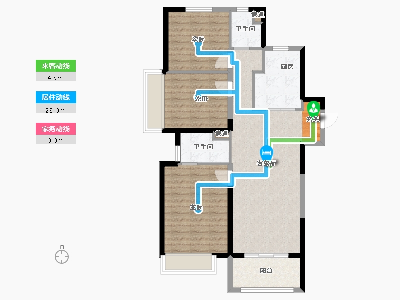 河南省-郑州市-东原阅城3号楼,4号楼,5号楼,11号楼123m²-83.88-户型库-动静线