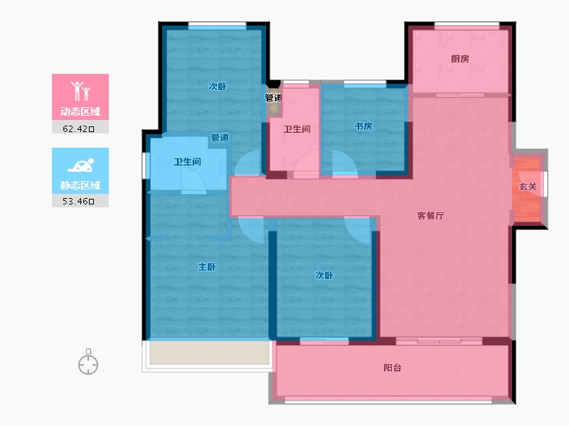 河南省-郑州市-东原阅城6号楼142m²-103.89-户型库-动静分区