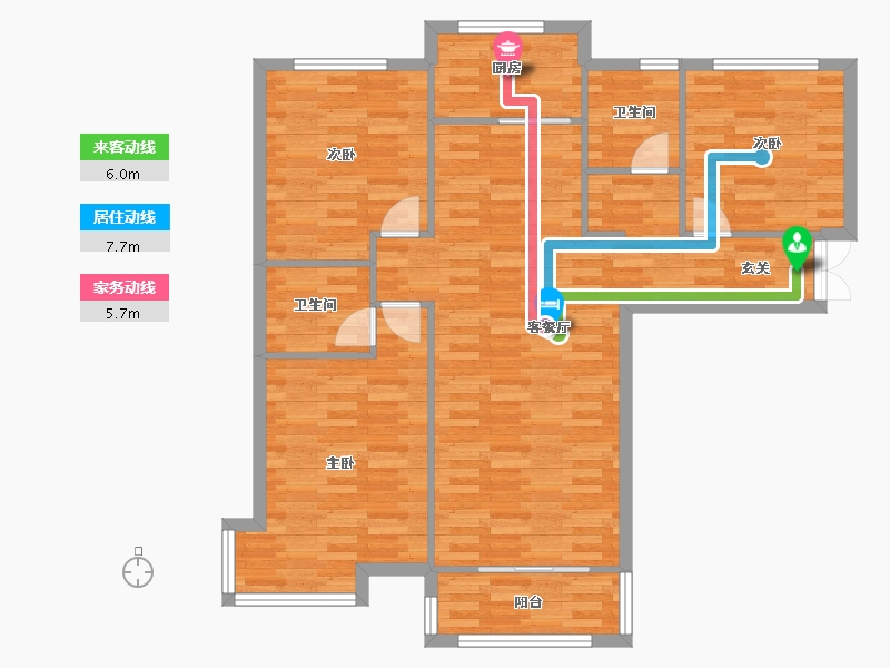 河南省-郑州市-翰林国际城三期3号楼,三期6号楼,三期9号楼119m²-95.50-户型库-动静线