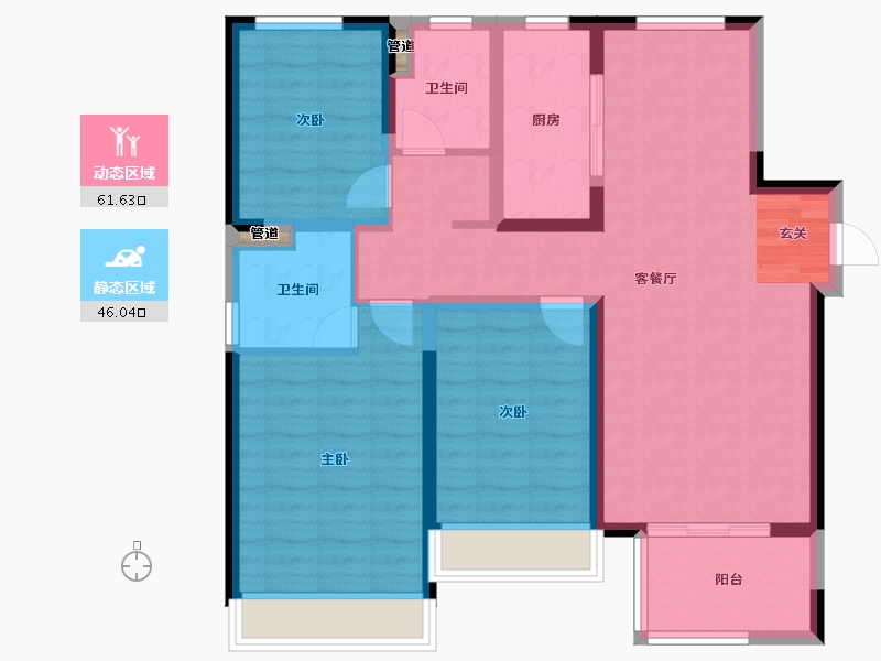 河南省-郑州市-中海万锦熙岸1号楼,7号楼,12号楼121m²-96.47-户型库-动静分区