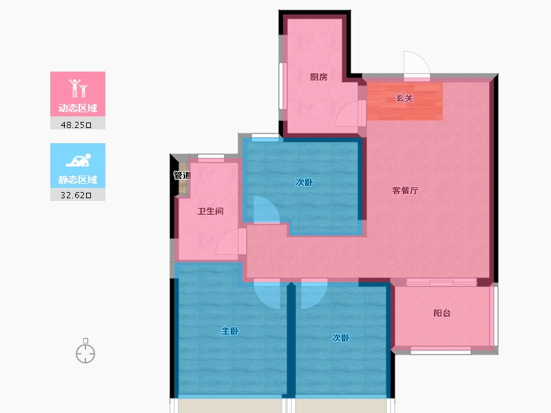 河南省-郑州市-中海万锦熙岸1号楼,7号楼,12号楼89m²-71.78-户型库-动静分区