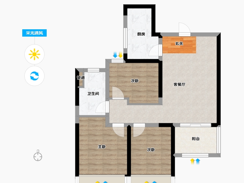 河南省-郑州市-中海万锦熙岸1号楼,7号楼,12号楼89m²-71.78-户型库-采光通风