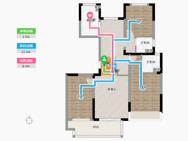 河南省-郑州市-中海万锦熙岸2号楼119m²-95.86-户型库-动静线