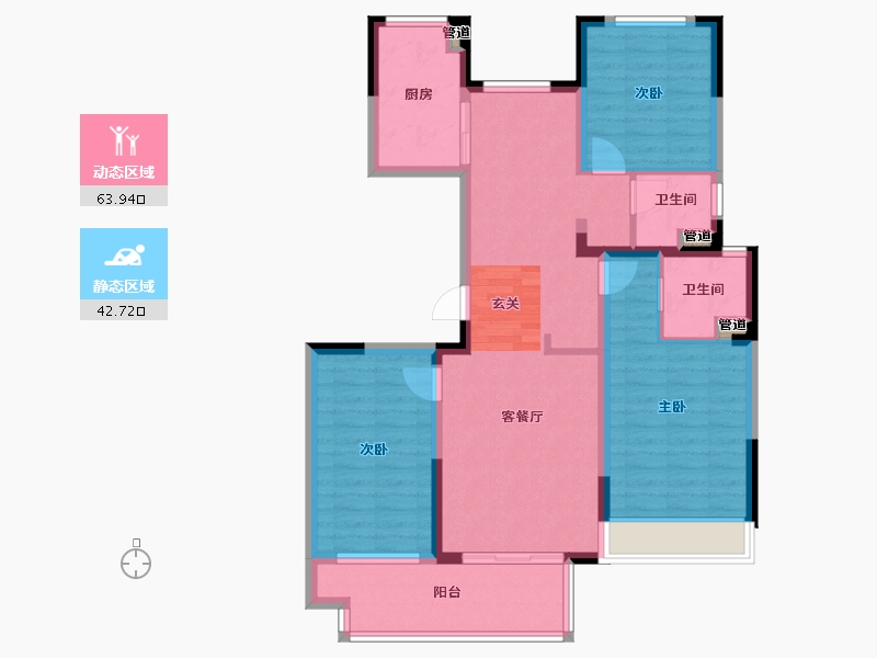 河南省-郑州市-中海万锦熙岸2号楼119m²-95.86-户型库-动静分区