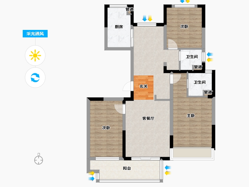 河南省-郑州市-中海万锦熙岸2号楼119m²-95.86-户型库-采光通风