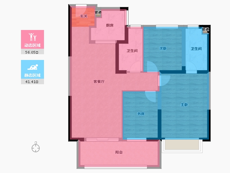 河南省-郑州市-电建泷悦华庭4号楼,1号楼,2号楼,3号楼,6号楼109m²-87.21-户型库-动静分区