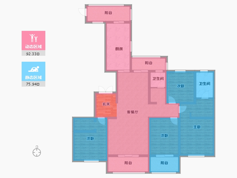 河南省-郑州市-拓丰祥和居4号楼,6号楼,8号楼186m²-148.71-户型库-动静分区