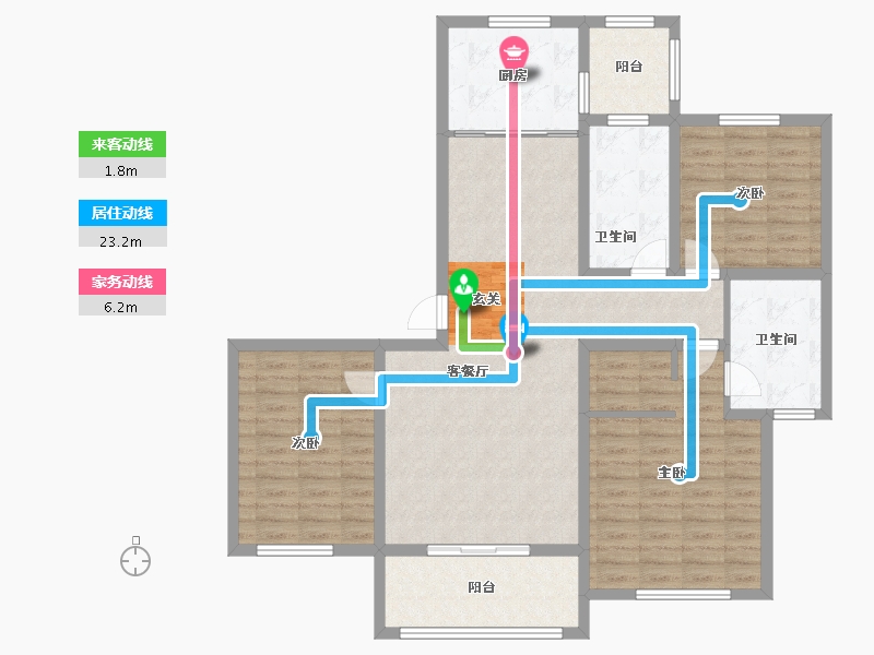 河南省-郑州市-拓丰祥和居4号楼,6号楼,8号楼,12号楼144m²-115.01-户型库-动静线