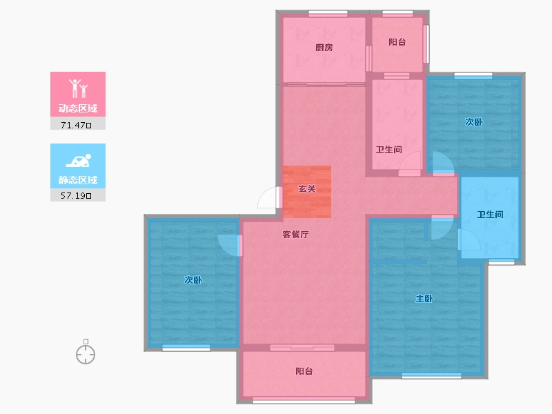 河南省-郑州市-拓丰祥和居4号楼,6号楼,8号楼,12号楼144m²-115.01-户型库-动静分区