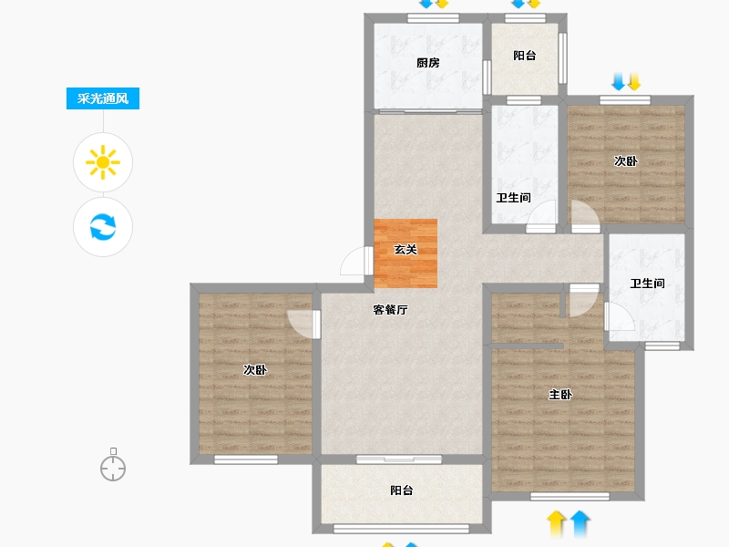 河南省-郑州市-拓丰祥和居4号楼,6号楼,8号楼,12号楼144m²-115.01-户型库-采光通风