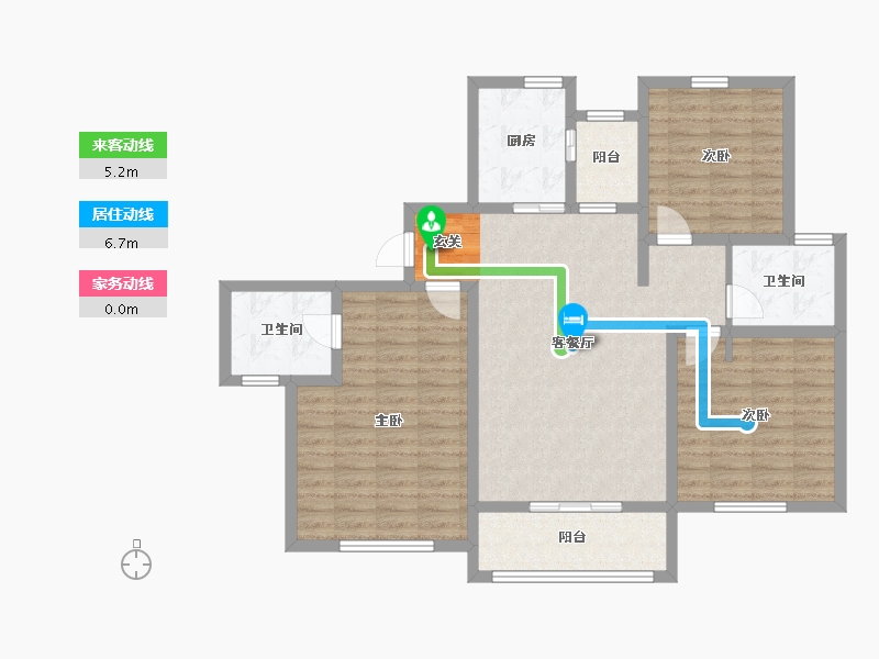 河南省-郑州市-拓丰祥和居5号楼,2号楼126m²-100.80-户型库-动静线