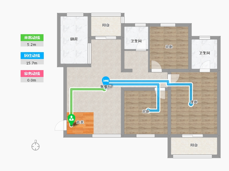 河南省-郑州市-拓丰祥和居2号楼,3号楼120m²-96.00-户型库-动静线