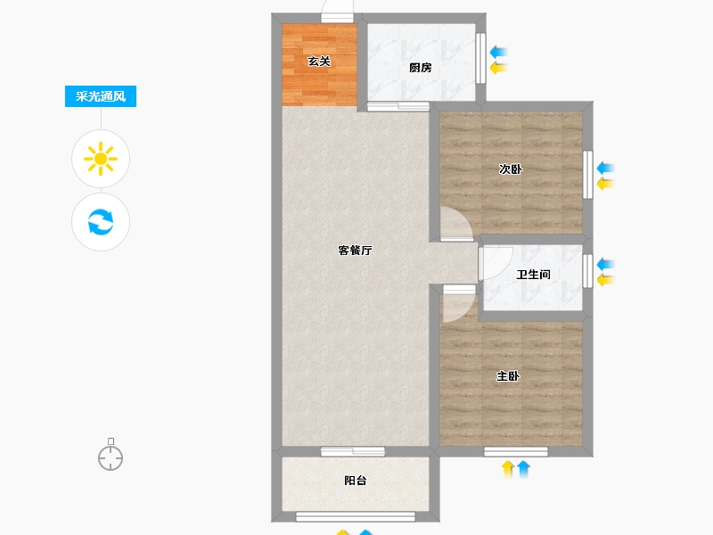 河南省-郑州市-拓丰祥和居2号楼,3号楼89m²-71.20-户型库-采光通风