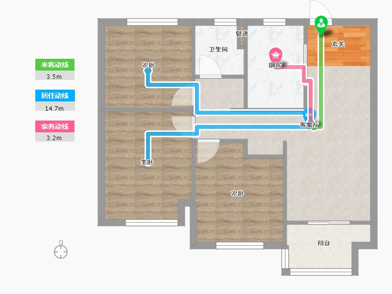 河南省-郑州市-万科溪望4号楼,3号楼,1号楼,2号楼95m²-69.21-户型库-动静线