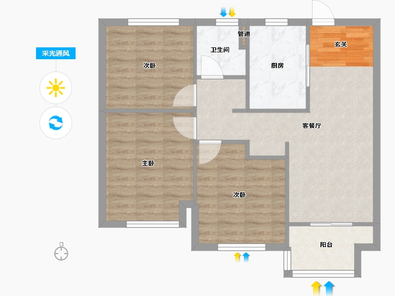 河南省-郑州市-万科溪望4号楼,3号楼,1号楼,2号楼95m²-69.21-户型库-采光通风